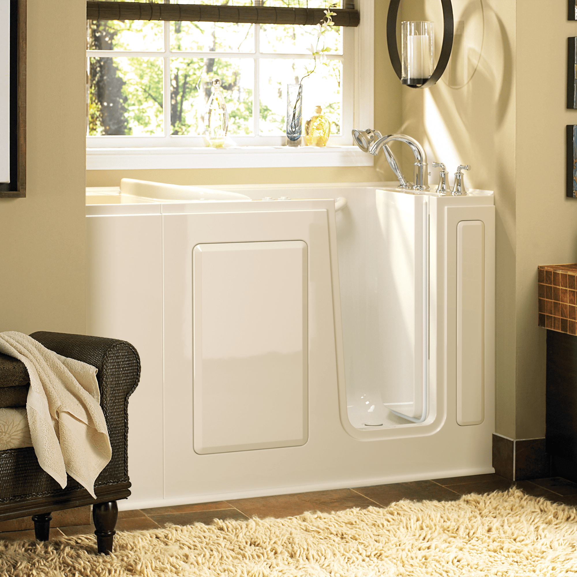 Gelcoat Value Series 28 x 48-Inch Walk-in Tub With Whirlpool System - Right-Hand Drain With Faucet